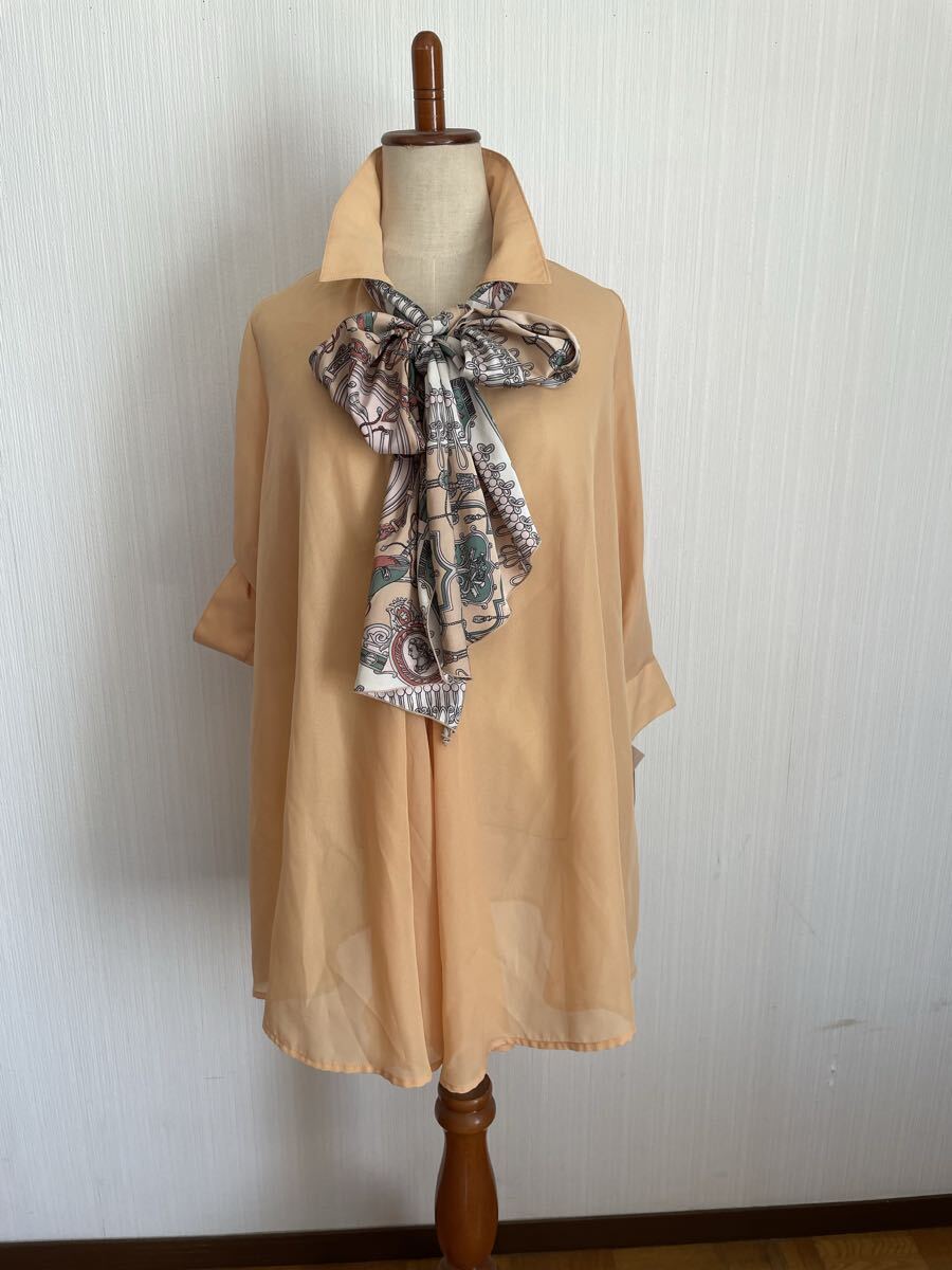 Recherie八分袖チュニックブラウス@スカーフ付き拍卖