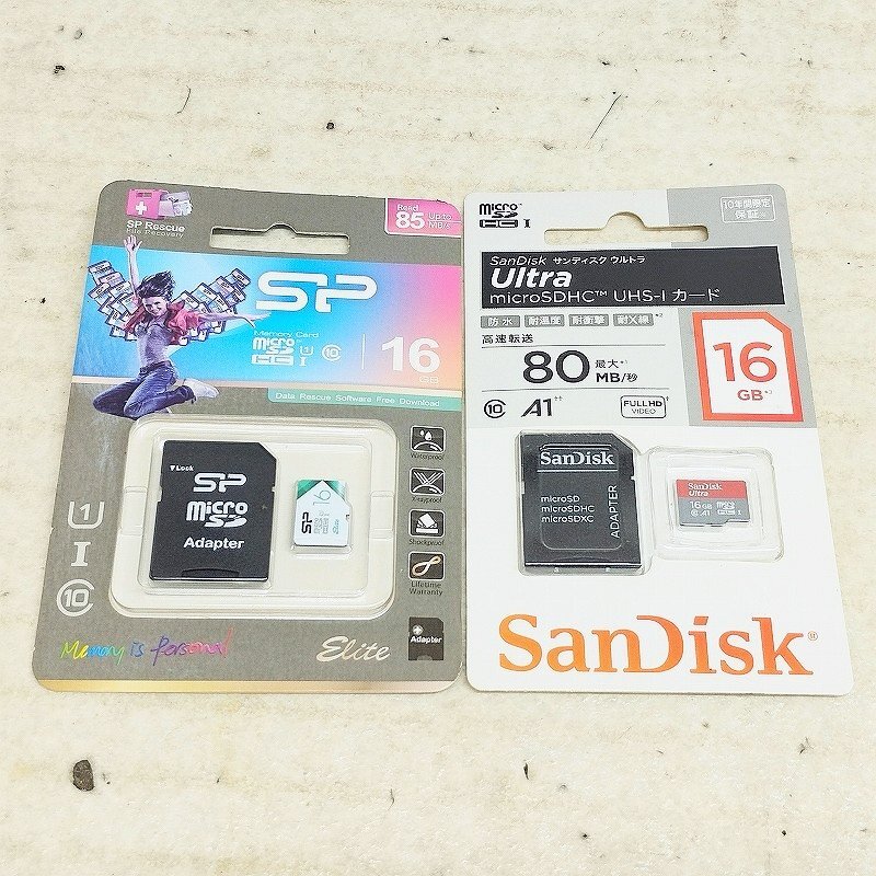 Silicon Power シリコンパワー microSDHC 16GB アダプター付 SanDisk Ultra microSDHC UHS-I 16GB 2枚セット 未使用保管品拍卖