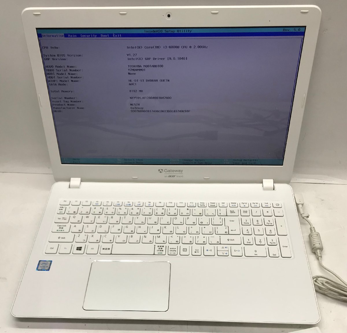 NT: Gateway NE574-N38G/F Corei3-6006U 2.0GHz/メモリ:8GB/HDD:1000GB/無線 /マルチ/ノートパソコン拍卖