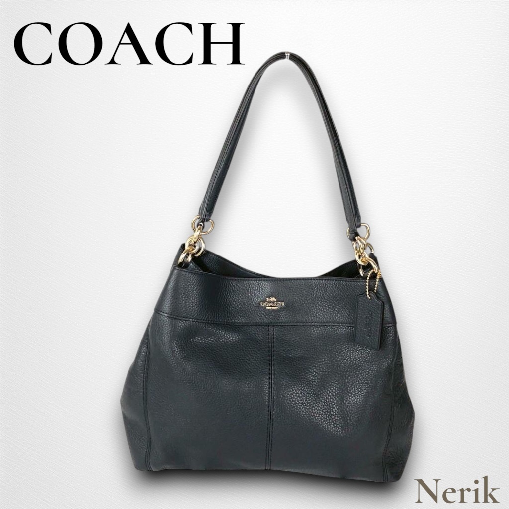 人気 COACH コーチ レザー トートバッグ ネイビー レディース ブランド 定番 エレガント 送料無料! 拍卖