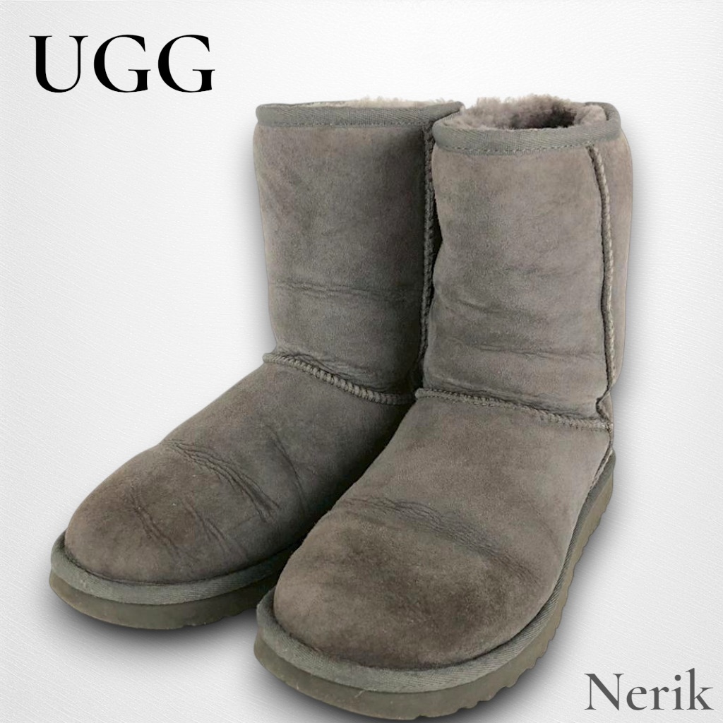 定番 UGG アグ ムートン ブーツ グレー レディース ブランド 秋冬 かわいい 送料無料!拍卖