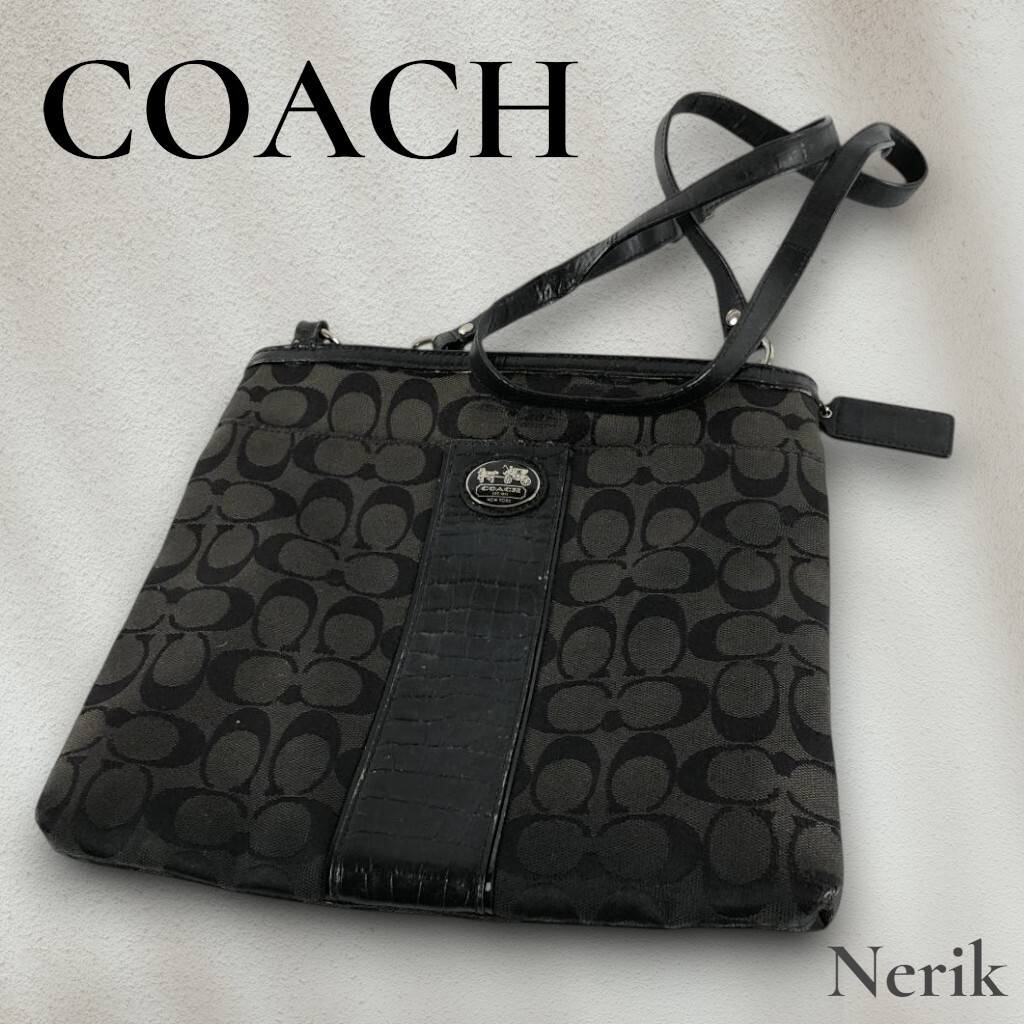 【人気】 COACH コーチ シグネチャー ショルダーバッグ ブラック ブランド 高級 エレガント 送料無料!拍卖