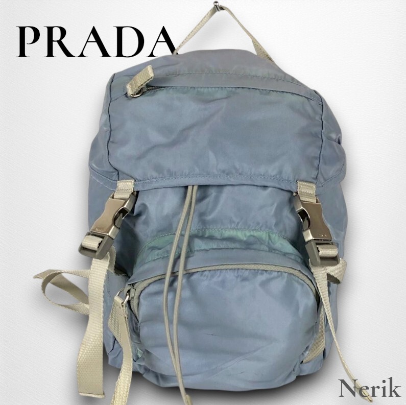 【人気】 PRADA プラダ リュック バックパック ナイロン ブルー ブランド 高級 おしゃれ 送料無料!拍卖