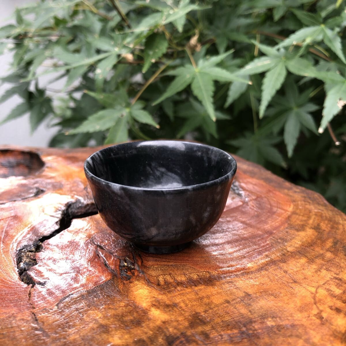 石目 黒紅梅色 猪口★盃 杯 酒器 晩酌 ぐい呑 古民家 粋 レトロ 風雅 膳 風流 風情 数奇 侘び寂び ロハス ナチュラル 工芸 和樂拍卖