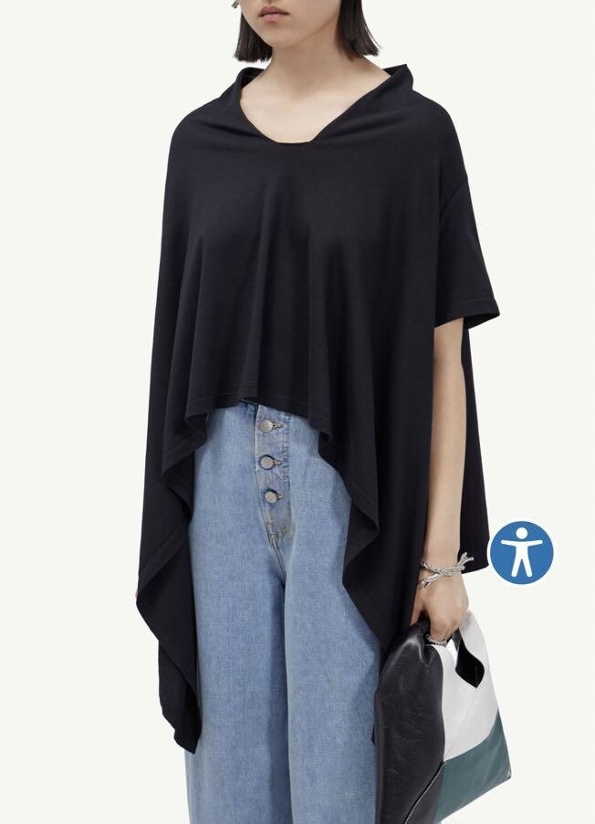 F825 新品 MM6 エムエムシックス メゾンマルジェラ 23S アシンメトリー カットソー チュニック 黒 ブラック XSサイズ レディース拍卖