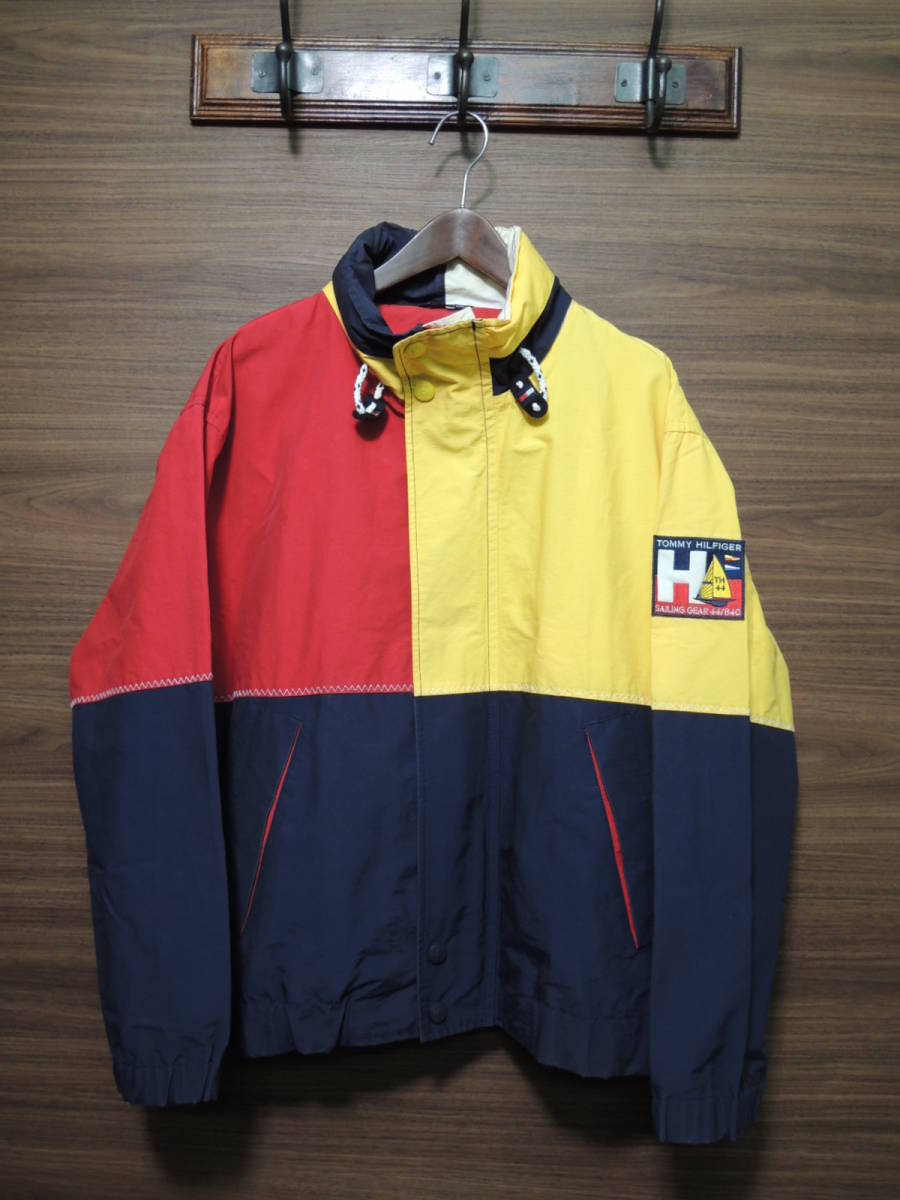 ★ 90S オールドトミーヒルフィガー TOMMY HILFIGER セーリングギア SAILING GEAR ナイロン ジャケット Lサイズ LARGE クレイジーパターン拍卖
