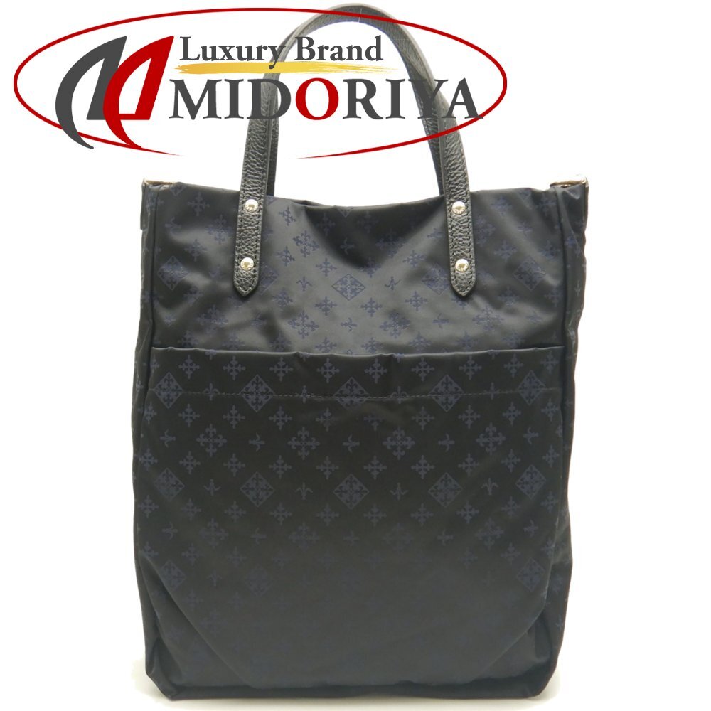 russet ラシット 縦型トートバッグ ナイロンxレザー ネイビー レディース /253128【未使用】拍卖