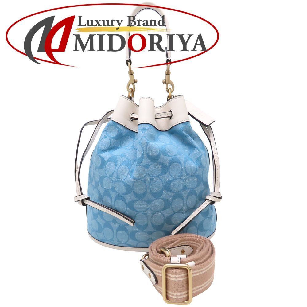 COACH コーチ フィールドバケット C4693 2Wayショルダーバッグ キャンバスxレザー ブルー ホワイト レディース/352707【中古】拍卖