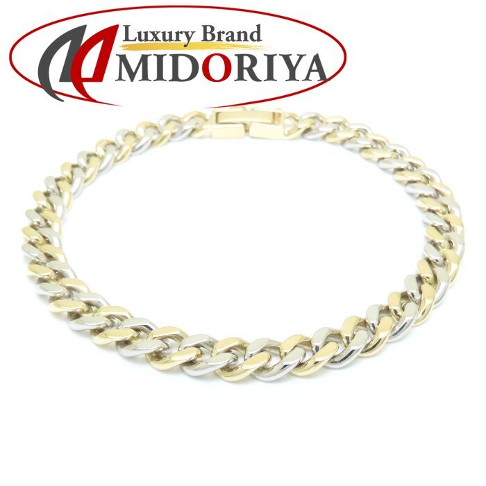 喜平ブレスレット K18YG イエローゴールドxPt850プラチナ 2面 シングル 19.5cm 28.8g/129116【中古】拍卖