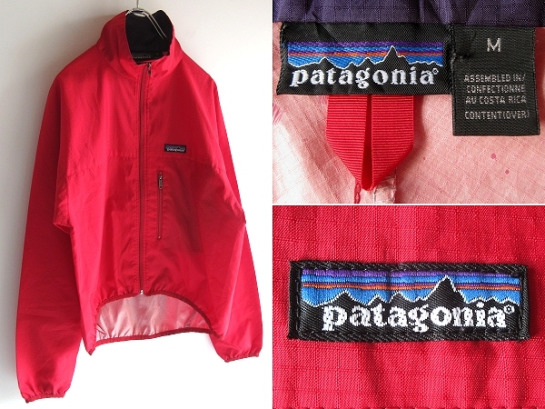 90sビンテージ Patagonia パタゴニア 98年製 ロゴワッペン リップストップ ベロシティーシェルジャケット M レッド パープル コスタリカ製拍卖