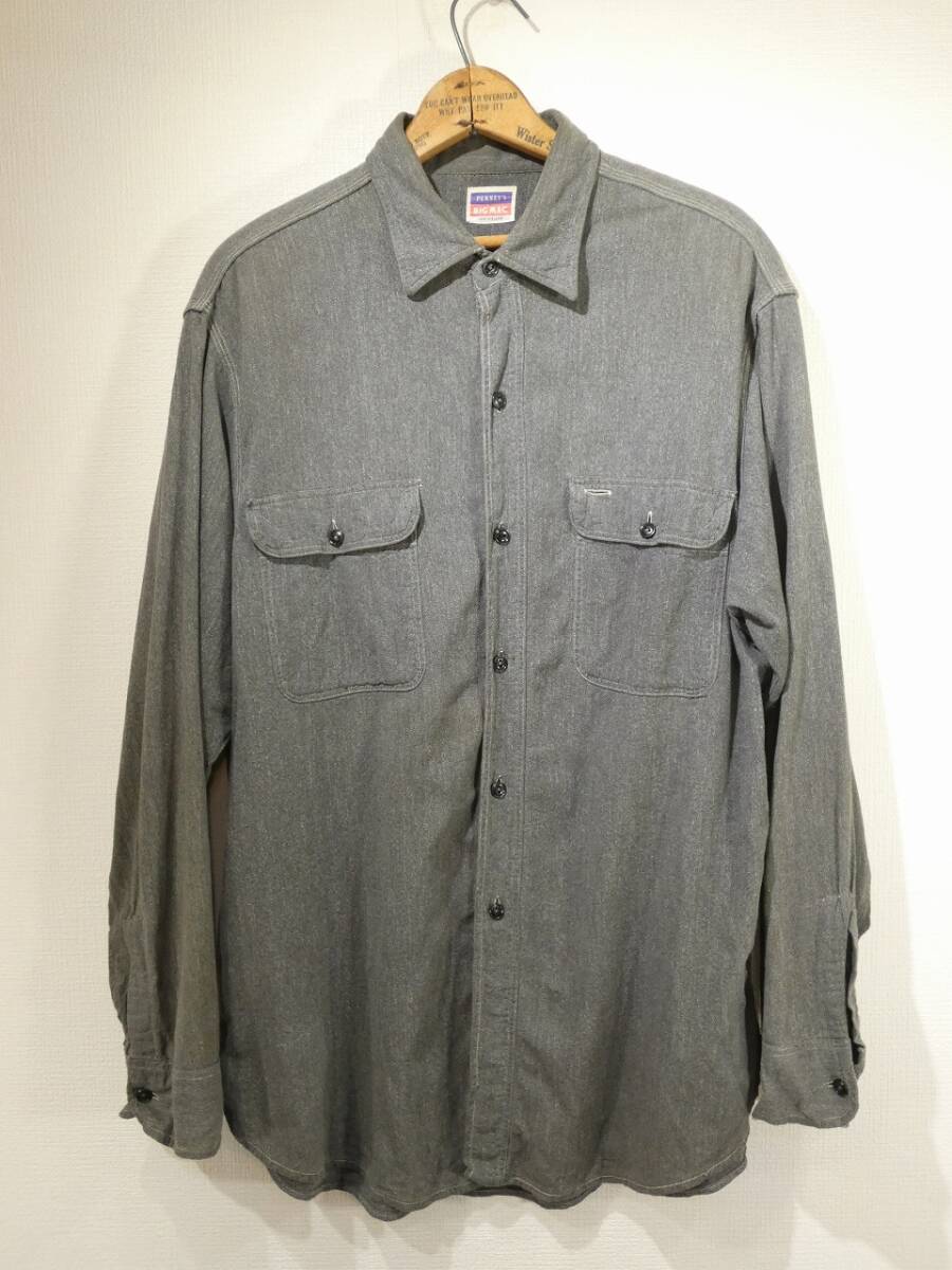 レア 50s ビンテージ JC Penney BIG MAC ビッグマック ソルト&ペッパー ブラック シャンブレー シャツ 黒シャン XL 16 1/2位 30s 40s 60s拍卖