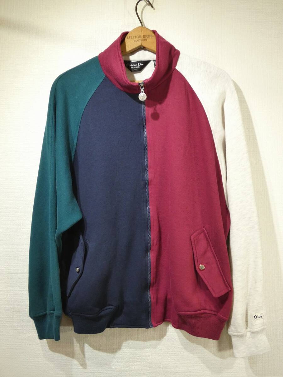 レア 80s 90s ビンテージ Christian Dior MONSIEUR ディオール クレイジー パターン スウェット ブルゾン ジャケット スウィングトップ L拍卖