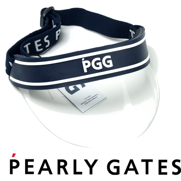【新品】定価9240円 PGG パーリーゲイツ PEARLY GATES《フリーサイズ》UVカット クリアバイザー サンバイザー 紺系 日本製 男女兼用拍卖