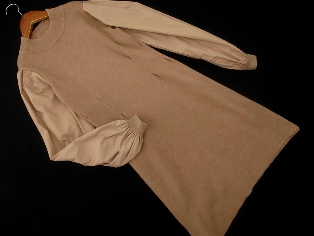 FREE’S MART フリーズマート ボリュームスリーブ ドッキング ワンピース sizeFR/ベージュ ◇■ ☆ fia2 レディース拍卖