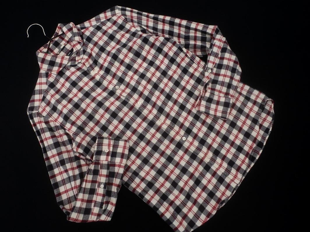 SHIPS シップス チェック ネル シャツ sizeS/白x紺x赤 ◇■ ☆ fia3 メンズ拍卖