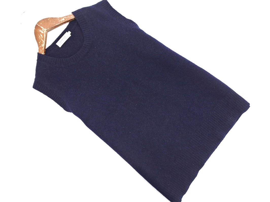 EDIFICE エディフィス ウール100% ニット ベスト size38/紺 ◇■ ☆ fia3 メンズ拍卖