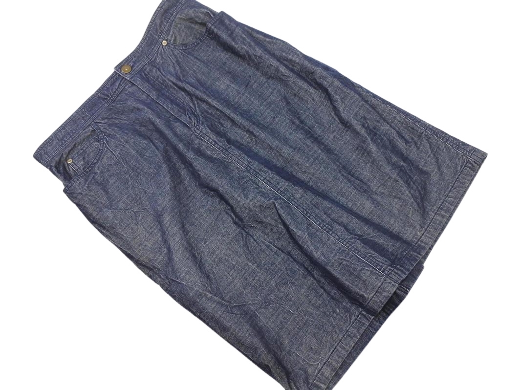 UNTITLED アンタイトル ベロア デニム調 タイト スカート size42/紺 ◇■ ☆ fia5 レディース拍卖