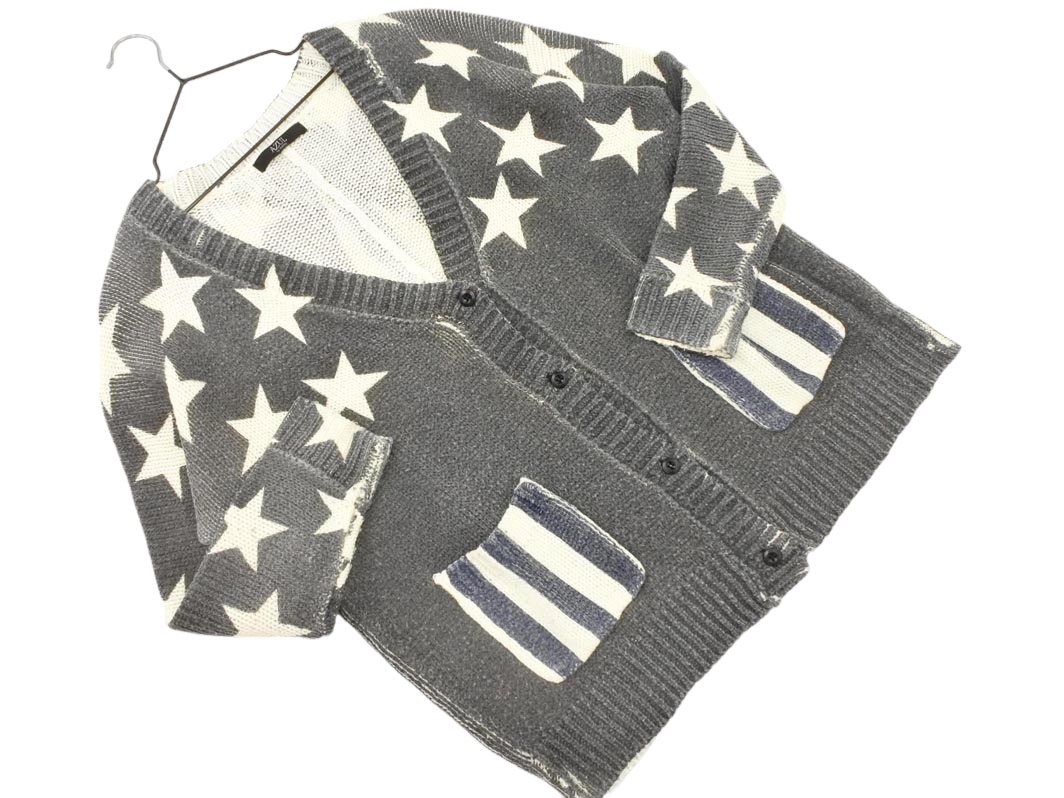 AZUL BY MOUSSY アズールバイマウジー 星柄 カーディガン sizeF/グレー ◇■ ☆ fib0 レディース拍卖