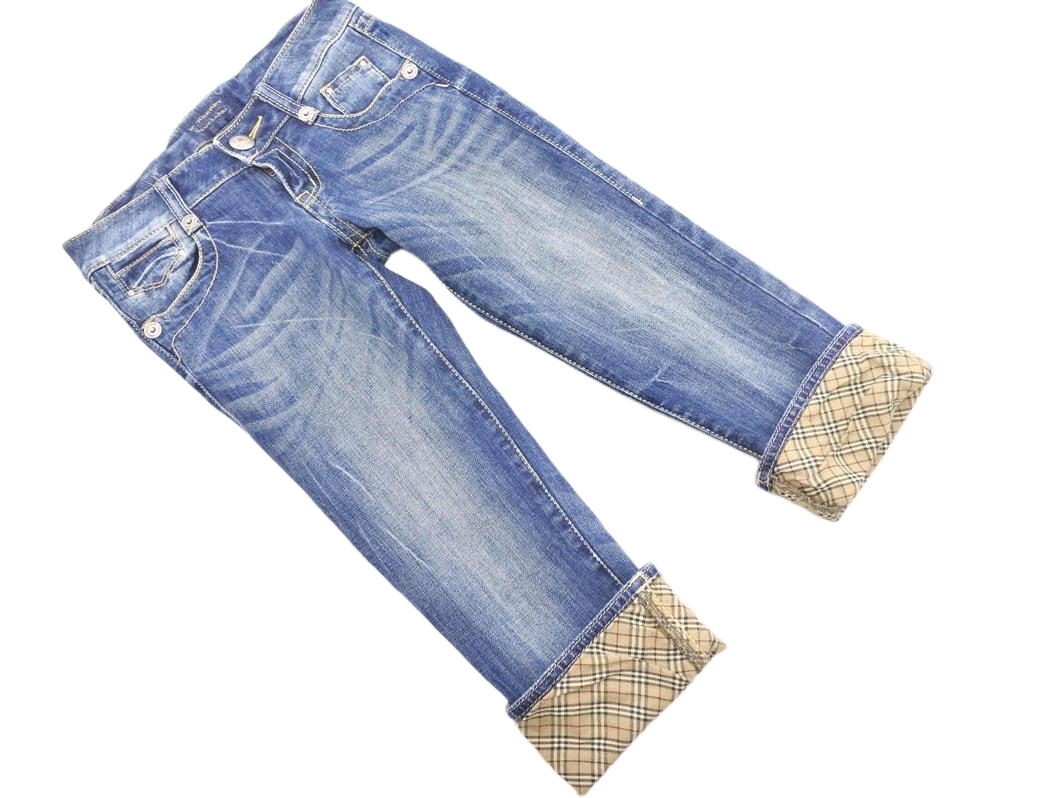 BURBERRY バーバリー BLUE LABEL ブルーレーベル チェック クロップド デニムパンツ size38/インディゴ ◇■ ☆ fia9 レディース拍卖