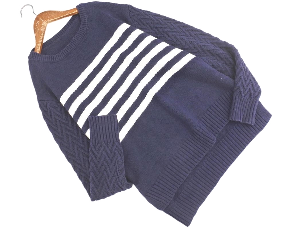 NOLLEY’S ノーリーズ light 袖 切替 ニット セーター sizeF/紺 ◇■ ☆ fib6 レディース拍卖