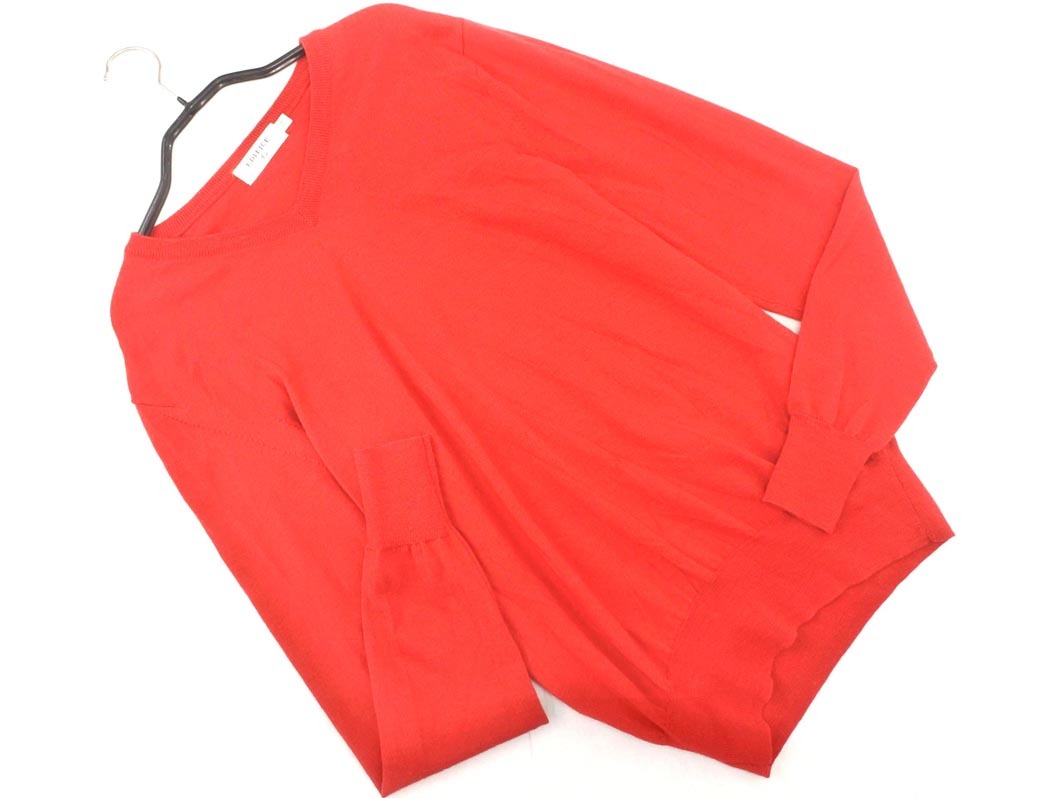 EDIFICE エディフィス ウール100% Vネック ニット セーター size38/赤 ◇■ ☆ fib6 メンズ拍卖