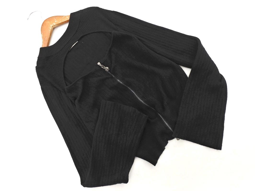 axes femme アクシーズファム センタージップ フレア袖 ニット セーター sizeF/黒 ◇■ ☆ fib7 レディース拍卖