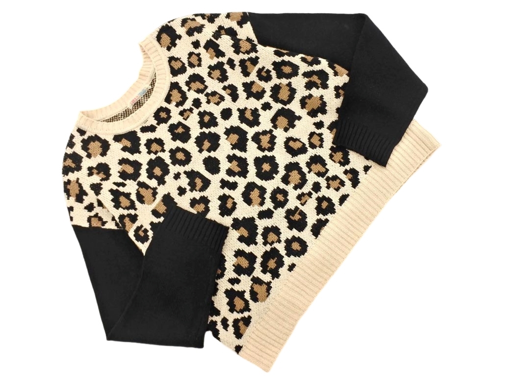 FREE’S MART フリーズマート ヒョウ柄 ニット セーター sizeM/黒xベージュ ◇■ ☆ fib7 レディース拍卖