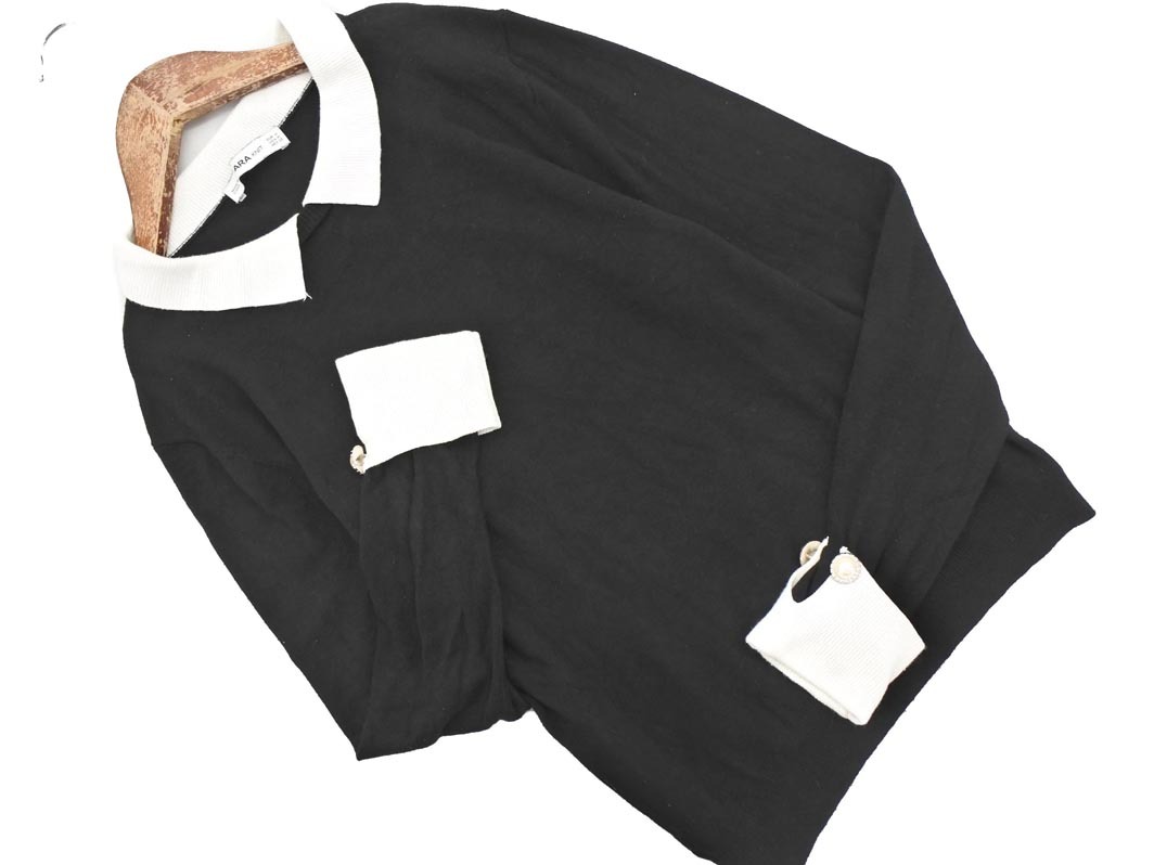 ZARA ザラ フェイクレイヤード ニット セーター sizeM/黒 ◇■ ☆ fib8 レディース拍卖