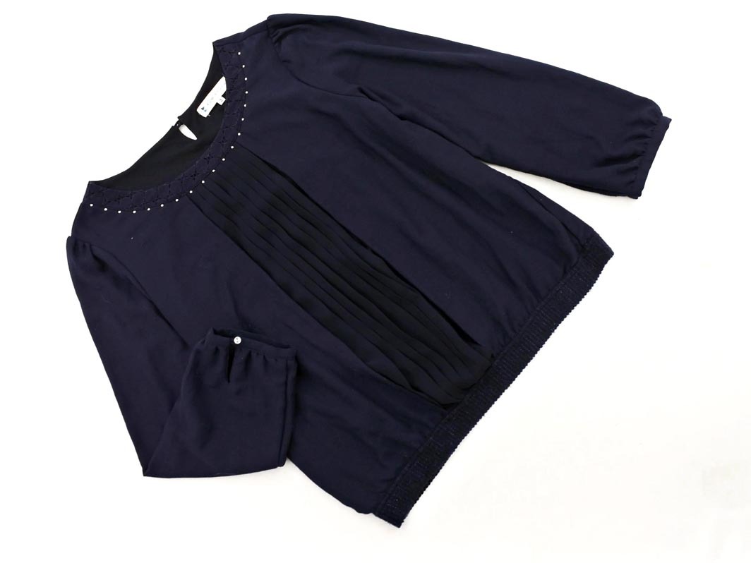 KUMIKYOKU 組曲 切替 ブラウス シャツ size3/紺 ◇■ ☆ fib8 レディース拍卖