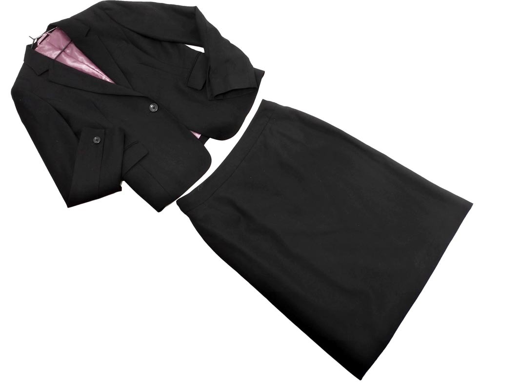 グリーンレーベルリラクシング ユナイテッドアローズ セットアップ ジャケット スカート スーツ size38/黒 ■■ ☆ fib8 レディース拍卖