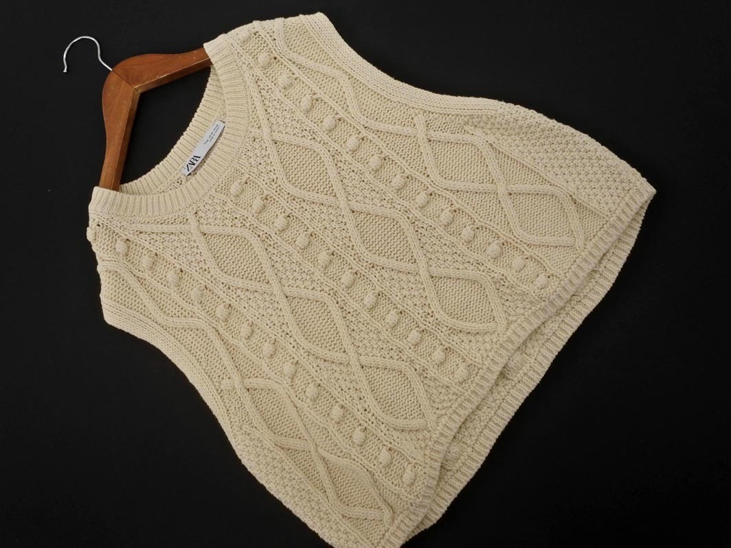 ZARA ザラ ケーブル編み ニット ベスト sizeM/アイボリー ◇■ ☆ fic2 レディース拍卖