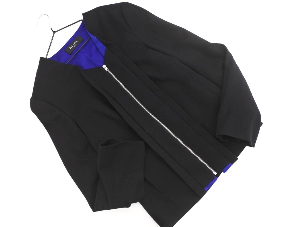 Paul Smith ポールスミス ジップアップ ノーカラー ジャケット size44L/黒 ◇■ ☆ fic4 レディース拍卖