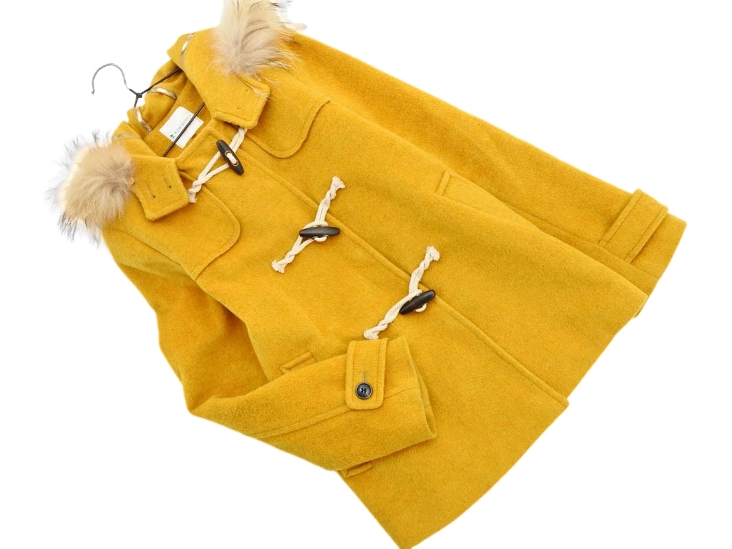 KUMIKYOKU 組曲 ウール100% ファー 付 ダッフル コート size2/マスタード ◇■ ☆ fic5 レディース拍卖