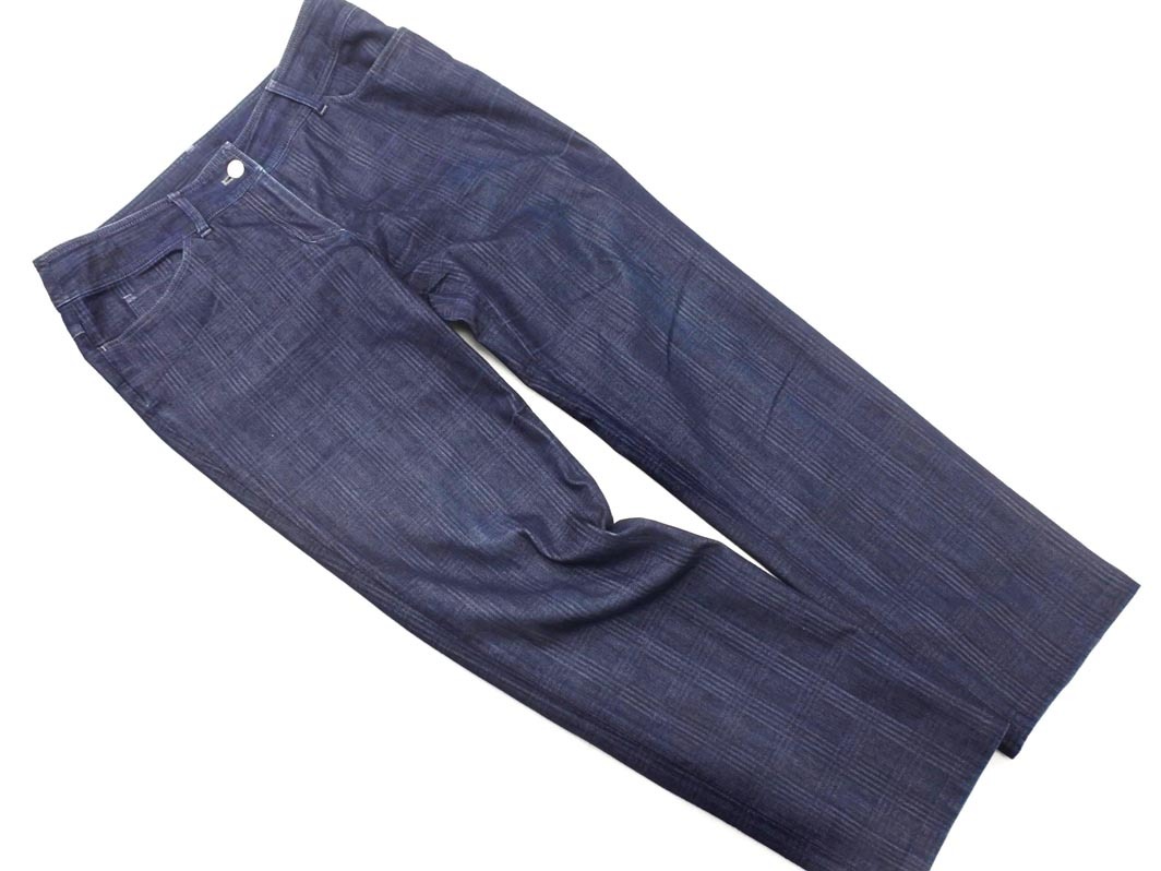 Leilian レリアン デニム チェック テーパード パンツ size11/紺 ■■ ☆ fic6 レディース拍卖