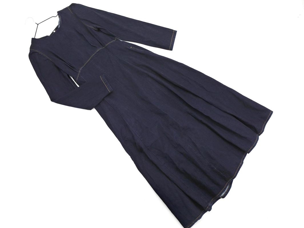 MOUSSY マウジー パフスリーブ デニム ドレス ワンピース size1/濃紺 ◇■ ☆ fic6 レディース拍卖