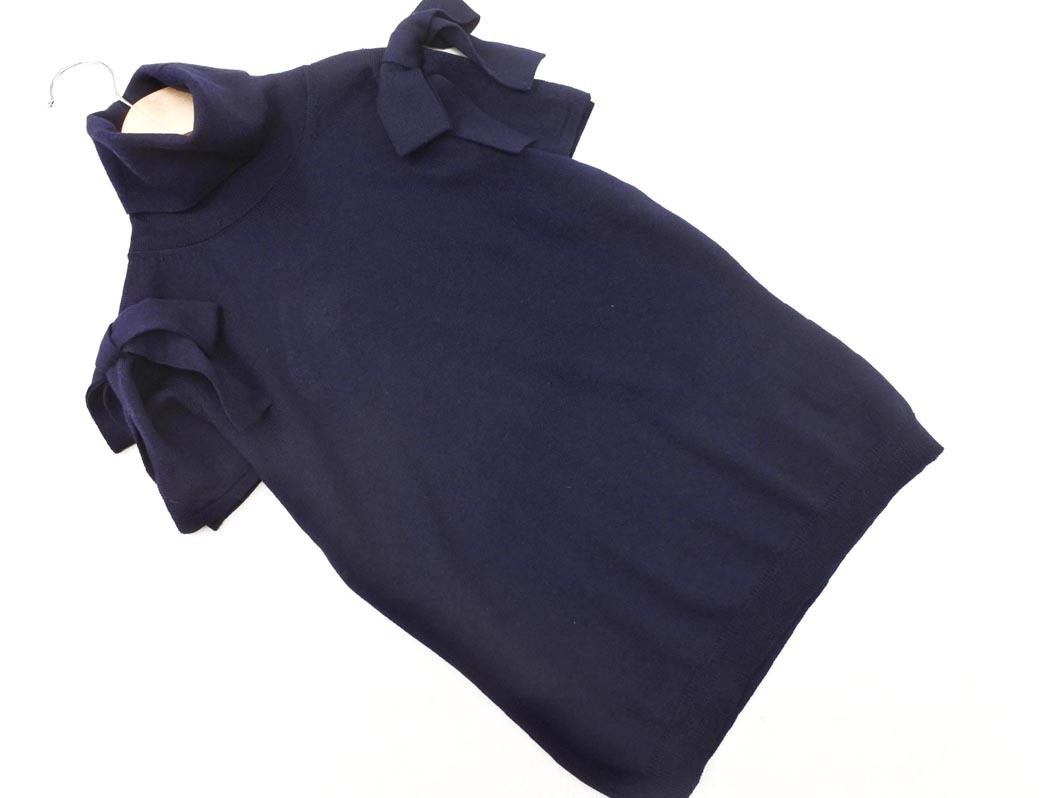 新品 RED VALENTINO レッドヴァレンティノ ウール混 リボン タートルネック ニット セーター size38/濃紺 ◇■◎ ☆ fic6 レディース拍卖