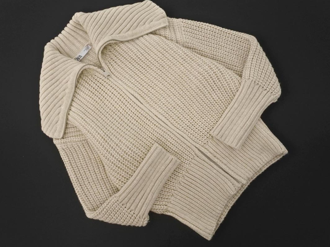 ZARA ザラ ジップアップ ニット ジャケット sizeM/ベージュ ◇■ ☆ fic5 レディース拍卖