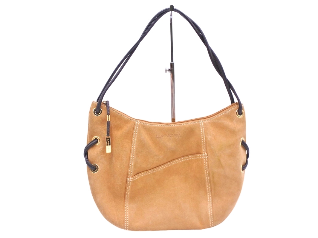 LANCEL ランセル スウェード セミショルダー バッグ ベージュ ■■ ☆ fic9 レディース拍卖