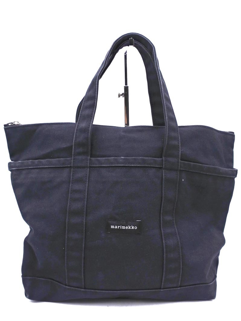 marimekko マリメッコ キャンバス トート バッグ 黒 ■■ ☆ fic4 レディース拍卖
