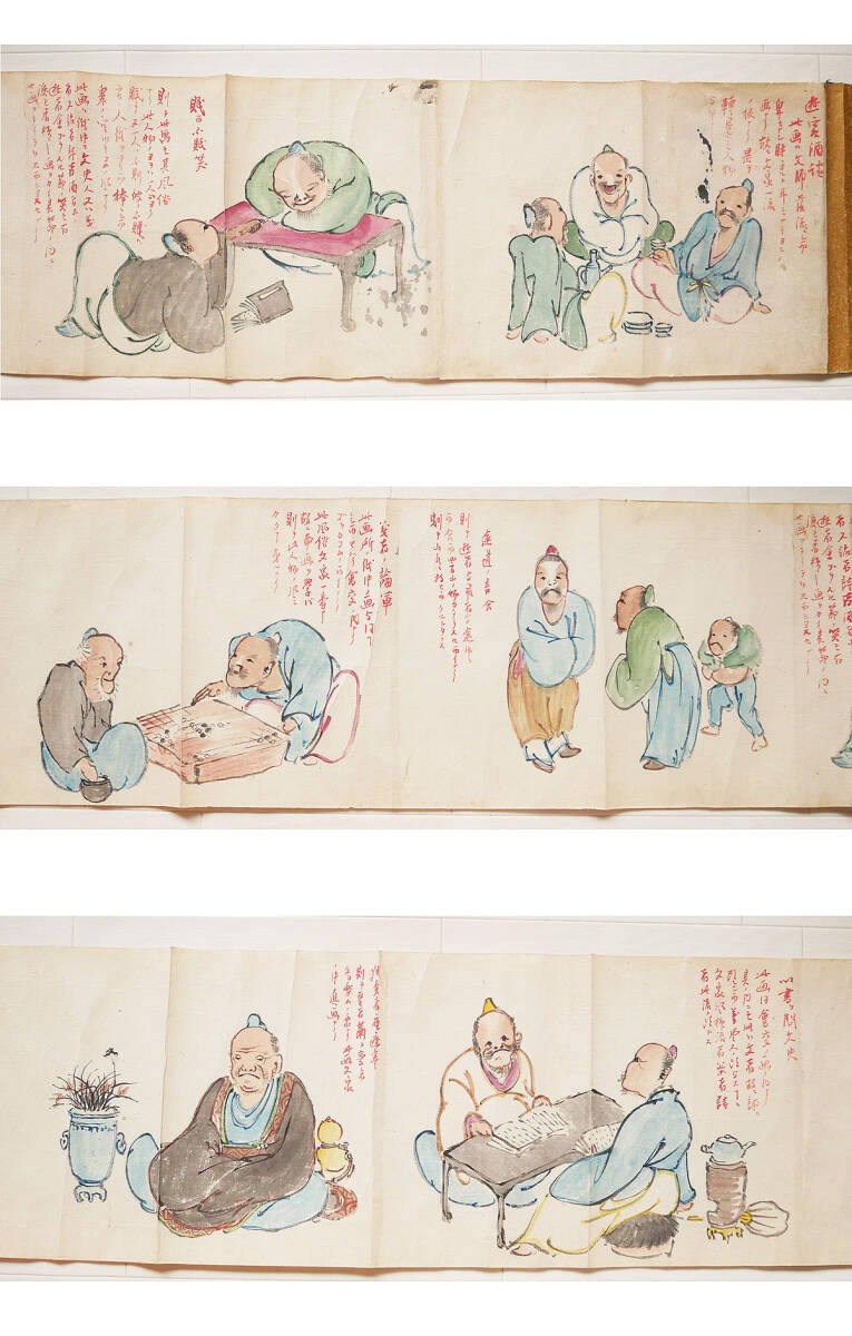 【真作】巻物『 小田海僊 人物絵巻 長4M60CM 』江戸後期の南画家 古画 中国唐物唐画拍卖