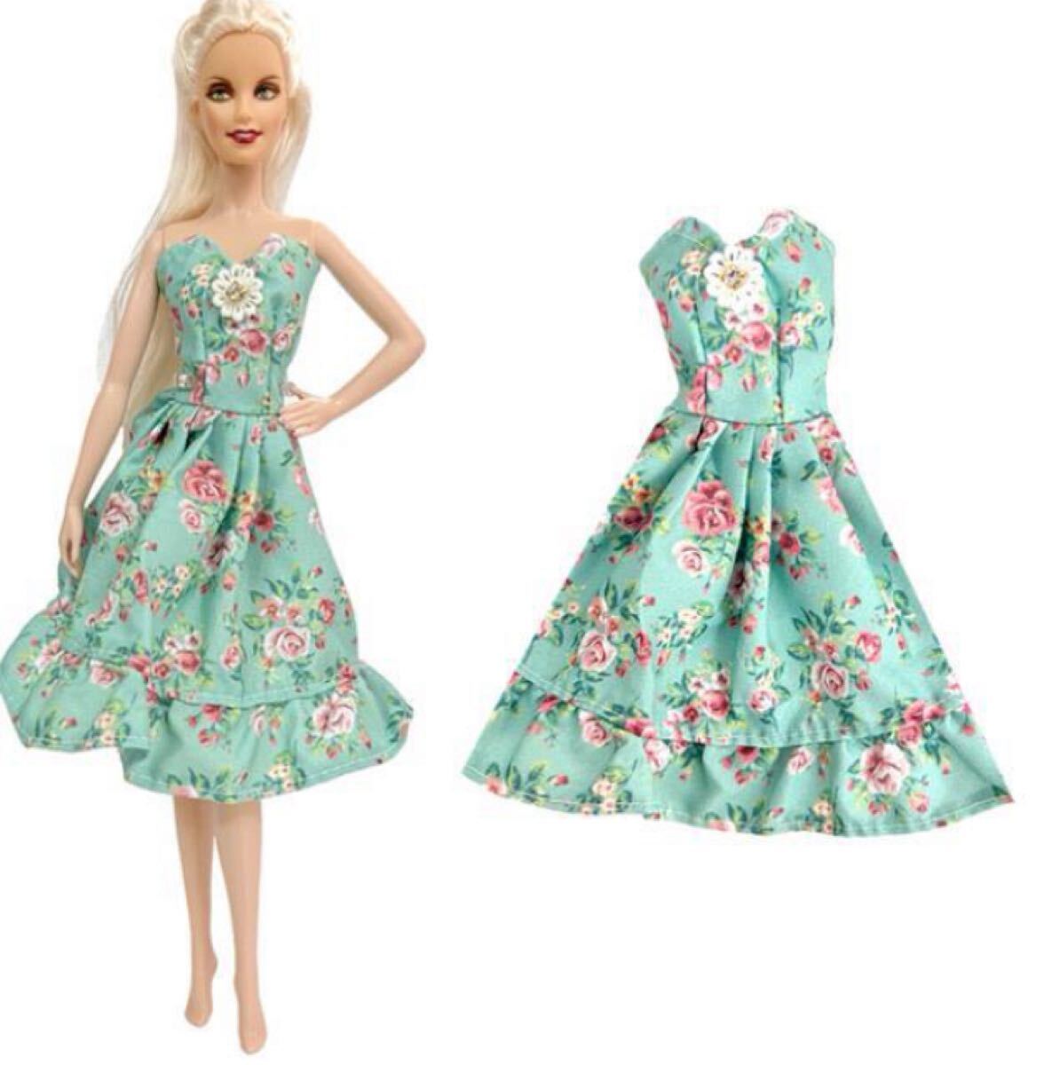 花柄が可愛いワンピースリカちゃん・バービーちゃん・お人形さん用拍卖