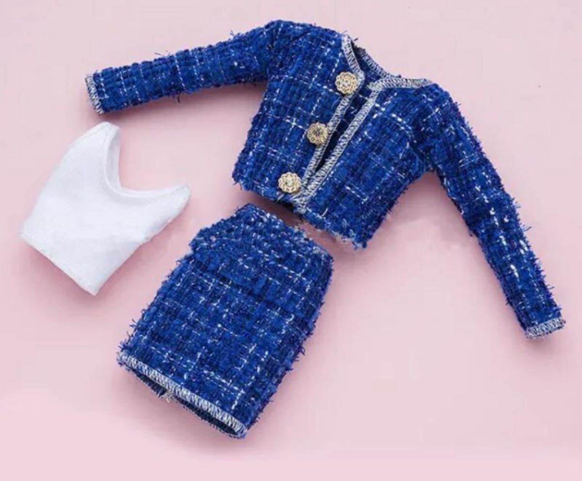 ツイード風ジャケット・スカート・タンクトップリカちゃん・バービー・お人形さん用拍卖