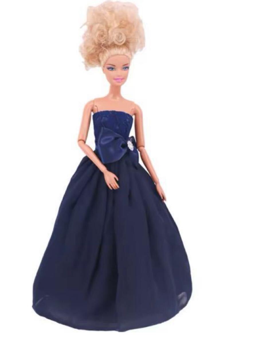 リボン付きのネイビードレスリカちゃん・バービーちゃん・ブライス・お人形さん用 バービー 着せ替え人形 人形 ドール拍卖