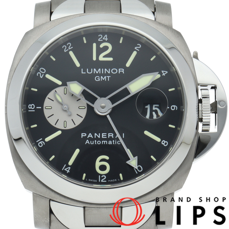 パネライ ルミノールGMT 44mm PAM00161 箱 保証書 SS/チタン メンズ時計 ブラック 仕上げ済 美品 中古拍卖