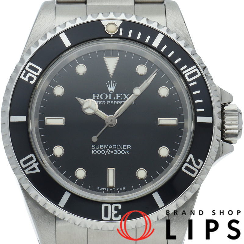ロレックス サブマリーナ トリチウム 14060(E) 箱 保証書 SS メンズ時計 ブラック 仕上げ済 1990年 美品 中古拍卖