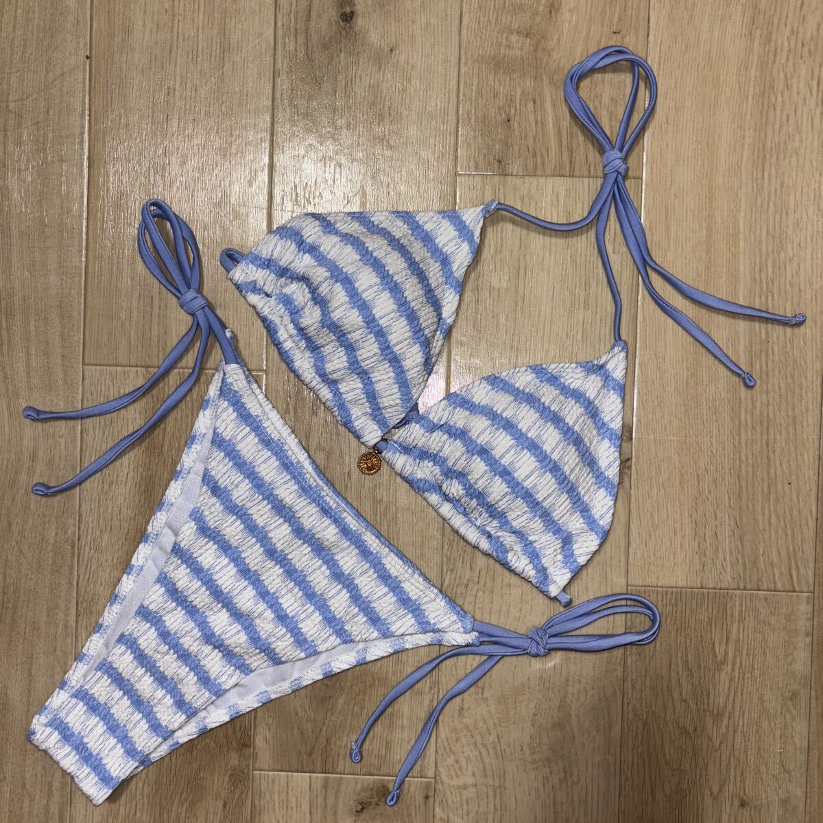 水着 S スカイブルー ホワイト 白 水色 フェミニンカラー 新品 海 ビーチ 川 プール BEACH Tバック ブラジリアンビキニ拍卖