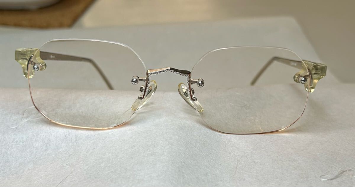 【度付き】GRECO ツーポイント エレガント 薄いオレンジがかったレンズ 近視眼鏡 52-18-140 未使用 美品 拍卖