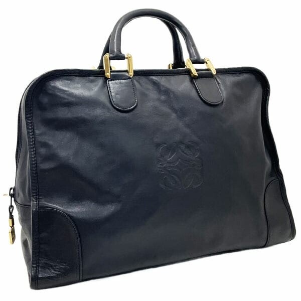 15383 ロエベ ハンドバッグ アマソナ40 レザー 革 ブラック 黒 LOEWE アナグラム ボストンバッグ トートバッグ拍卖