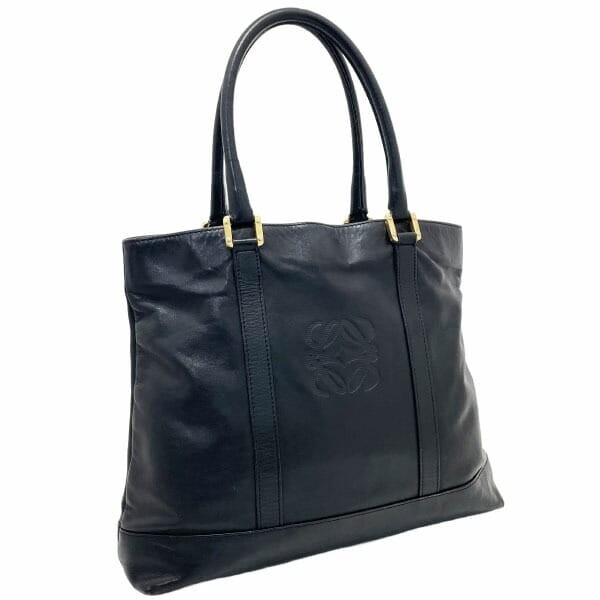 15699 ロエベ ハンドバッグ アナグラム ロゴ トートバッグ レザー 革 ブラック 黒 LOEWE ショルダートート拍卖