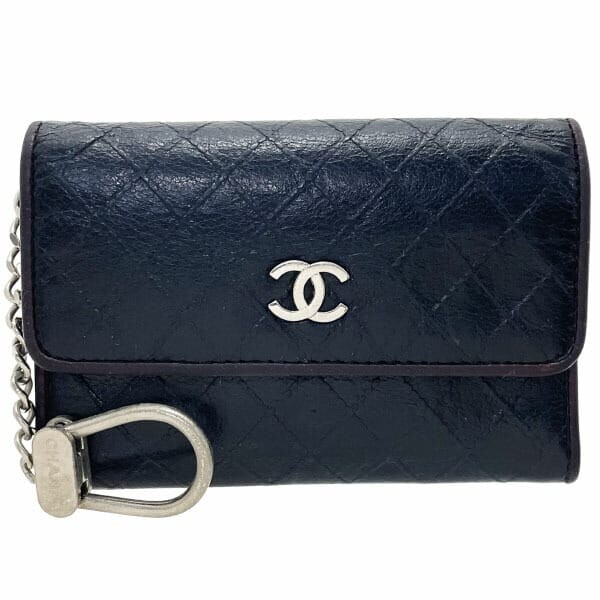 15783 シャネル コインケース ビコローレ キーリング付き コインパース レザー 革 ブラック 黒 CHANEL拍卖